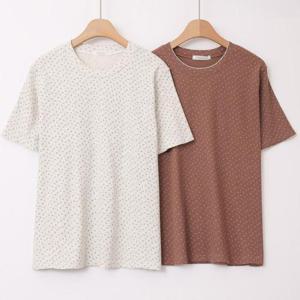 [강물처럼]빅사이즈도트패턴티 U397L504 러블리키치모리잔꽃티셔