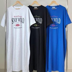 [강물처럼]빅사이즈반팔원피스 U346L504 스테이레터링프린트원피