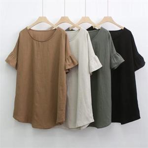 [강물처럼]빅사이즈사랑해요 K078L207 나비소매린넨반팔티 EM (8