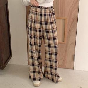 [강물처럼]아이우먼 포스트체크와이드팬츠 DDS183M505 빅사이즈