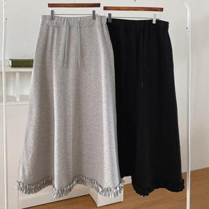 [강물처럼]빅사이즈플레어치마 U507L505 밑단프릴청순롱스커트 R