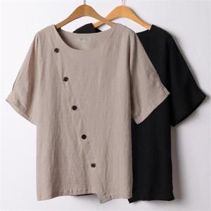 [강물처럼]위쉬몰 NB 사선단추린넨반팔티(I853H207) 빅사이즈 (8