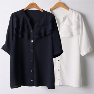 [강물처럼]위쉬몰 BG 3단프릴반팔블라우스(I616H206) 빅사이즈 (