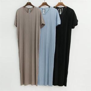 [강물처럼]빅사이즈사랑해요 9617L206 리본 슬릿 주름원피스 PO