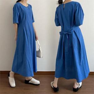 [강물처럼]위쉬몰 YP 라운드넥주름롱원피스(G972H206) 빅사이즈