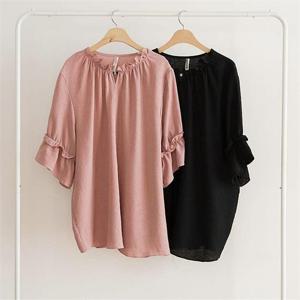 [강물처럼]빅사이즈사랑해요 E228L205 셔링넥라인블라우스 BN (8