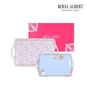 [로얄알버트]뉴황실장미 트레이 2P 세트 (로즈컨페티+폴카블루)