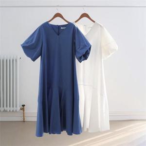 [강물처럼]빅사이즈사랑해요 G898L205 퍼프반팔소매롱원피스 WB