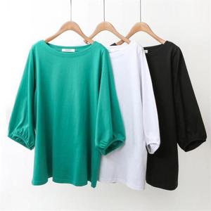 [강물처럼]빅사이즈사랑해요 9643L205 벌룬 보트넥 무지티 WB (8