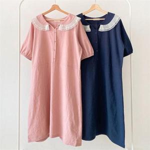 [강물처럼]빅사이즈사랑해요 G870L205 프릴린넨반팔롱원피스 BS