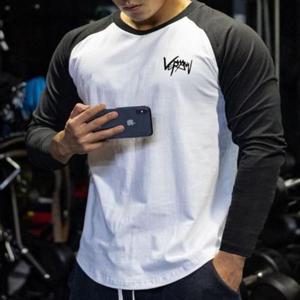 헬스티셔츠 4컬러 남자 나그랑 배색 티셔츠 머슬핏 긴팔티 면티