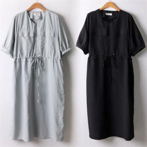 [강물처럼]위쉬몰 BE 앞포켓반팔끈롱원피스(I613H205) 빅사이즈