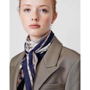 선물포장  (DCSC6E351N2) 네이비 체크플라워 마름모 실크스카프