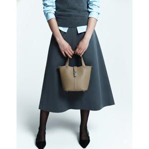 선물포장  (DCBA6E184I2) 토페 소가죽 체크 장식 포인트 토트백S