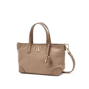 선물포장  (DCBA6E060P1) 핑크베이지 크로커 소가죽 배색 나일론 토트백 S