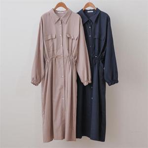 [강물처럼]빅사이즈사랑해요 I358L204 셔츠스트링롱원피스 LY (8