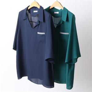 [강물처럼]빅사이즈사랑해요 D476L204 테잎포켓카라블라우스 BG