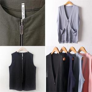 [강물처럼]빅사이즈 마 조끼 린넨 자켓 롱 베스트 가디건 집업 (