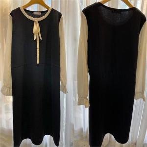 [강물처럼]빅사이즈사랑해요 G696L204 프릴넥배색소매원피스 BS