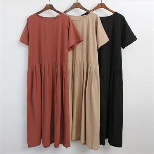 [강물처럼]빅사이즈사랑해요 5255L203 린넨심플주름원피스 EM (8