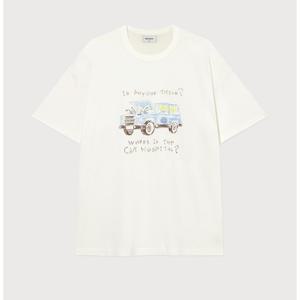 커버낫 빈티지 드로잉 티셔츠 공용 B1 CO2503ST23 OW CH