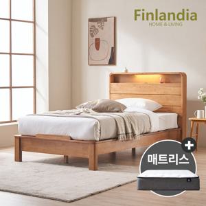 핀란디아 로렌스 원목 평상형 슈퍼싱글침대SS+포켓매트