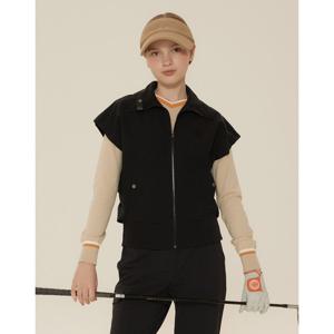 헤지스 골프 여성 24FW 가격인하블랙 홑겹 우븐 풀집 베스트 HWJU4C614BK