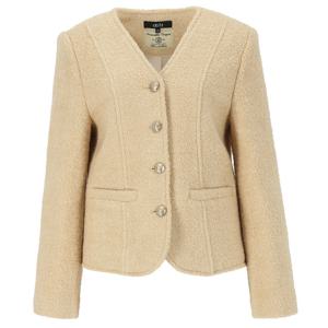 [에이비에프지]라인 포인트 노카라 럭셔리 울 트위드 재킷 APY4QJ14K