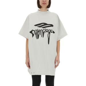 발렌시아가 오버사이즈 핏 코튼 로고 티셔츠 787349 TRVS89081