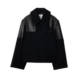 버버리 패널 가죽 울 재킷 8098600