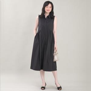 애비뉴투지 엄마옷 핀턱 카라 셔링 허리주름 여름 나시 셔츠 원피스 K08432
