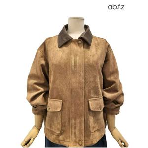 [에이비에프지]카라 배색 포인트 스위드 점퍼 스타일 재킷 APZ4ZL02J