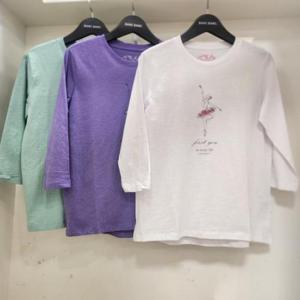 뱅뱅 HC15 뱅뱅 봄 간절기 여성  발레 프린트 면 7부 라운드  티셔츠 NTM257