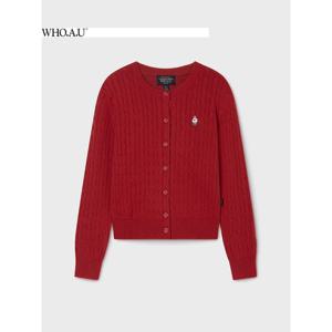 [후아유]W.A.U Steve Cable Cardigan(RED)-WHCKG2211F