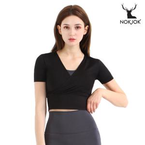 녹족 요가복 필라테스복 헤이즈 크롭티 블랙