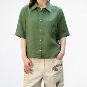 [비꼴리끄]린넨 자수 셔츠 블라우스 B252WB1070