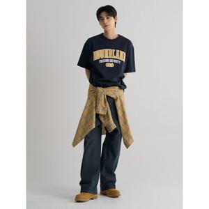 (456342CC3R) [에잇세컨즈] 캐주얼코튼 빈티지 그래픽 반소매티  네이비