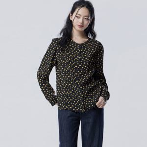 [베네통] [Online Exclusive] 플라워 패턴 레이스 블라우스_BABLE1631BK