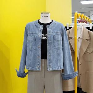 르피타 DP01 라운드넥 자수 데님 자켓 L245UDO301
