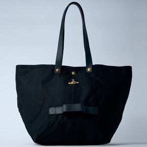 26 SS 비비안 웨스트우드 오브 로고 캔버스 유틸리티 쇼퍼 토트백 블랙 4205007G W00IW N401
