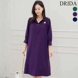 [드리다]봄 가을 여자 카라 정장 반오픈 쉬폰 7부 빅사이즈 롱 원피스 40-50대 중년여성 엄마옷 하객 상..