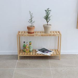 포메리트 러버 원목 2단 신발/화분정리대 중