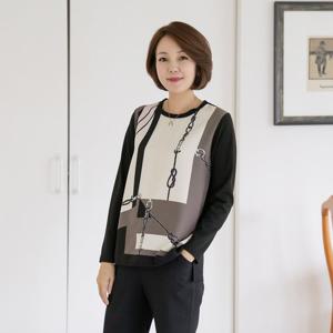 엄마옷 마담4060 40대50대 티셔츠로프스트링-QTE2409015-