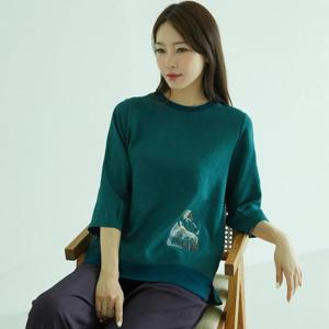 바띠 모달 티 블라우스 딥그린 홈쇼핑 엄마옷