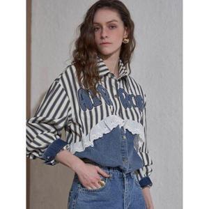 [르니앤맥코이]데님 레이스 블록 스트라이프 셔츠 LN04BL105