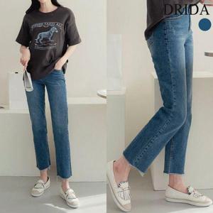 [드리다]여자 봄 가을 히든밴딩 보이핏 배기 일자 데님 청바지 40-50대 미시 캐주얼 중청 출근 데일리