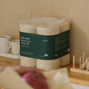 디어커스 뱀부500 탄탄하고 먼지없는 무표백 키친타올 2겹 140매 4롤