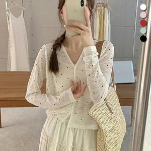 [유니제이] 모히 시스루 도트 가디건