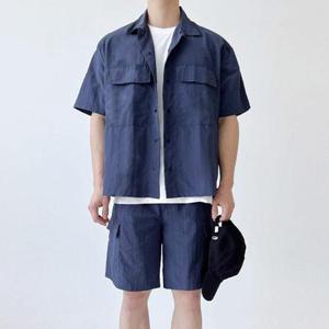 [보슈아][sado]남성 여름 트레이닝 셋업 포켓 반팔 남방 반바지 세트 SS1025M