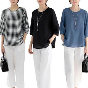 [제니유]여성 여름 냉감 인견 7부 반팔 블라우스 빅사이즈 티